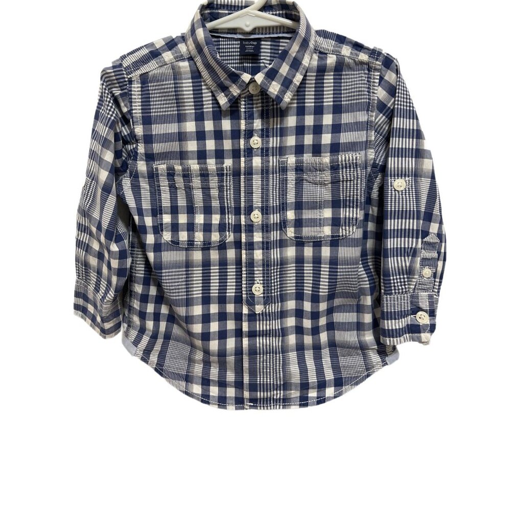 K5043 Baby Gap Long Sleeve Button Up Plaid Shirt Boys Toddler